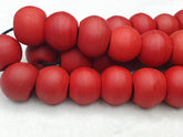 DARK Blood Red Round Beautiful Glass Beads Long Strand Necklace